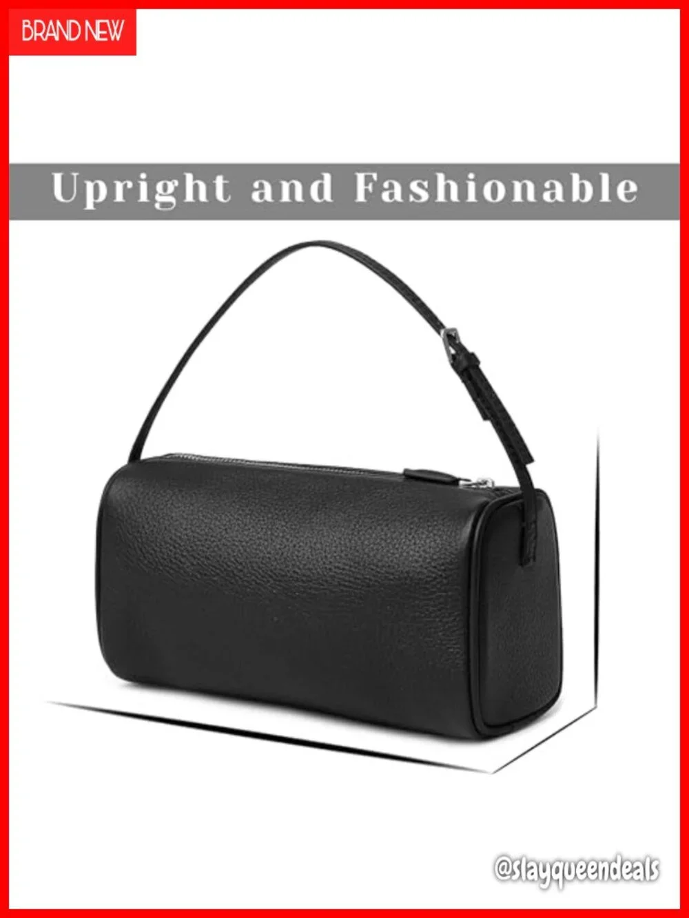 Genuine Leather Small Barrel Purse with Crossbody Strap